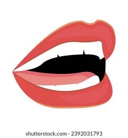 Emotion lips in flat cartoon design. In this mesmerizing illustration, as it artfully blends colorful style with vivid, bright lips to evoke a rich tapestry of emotions. Vector illustration.