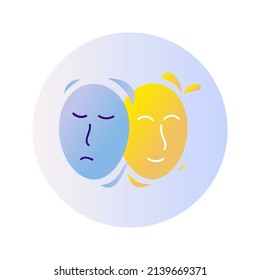Emotion Masks Circle Icon. Vector Illustration of People Feelings.