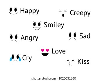 emotion moody of happy sad angry cry love symbol vector