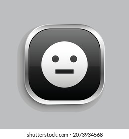diseño de iconos de relleno normal de emoción. Estilo botón brillante rectángulo redondeado aislado en fondo gris. Ilustración del vector