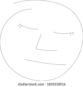 Emoción en la cara. Tranquilidad. Doodle dibujado a mano. Imagen negra aislada en fondo blanco. Estilo creativo hecho a mano