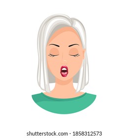 The emotion of passion. Expression of passion on a woman's face, passionate woman. Vector illustration.