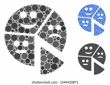 Emotion pie chart composition of circle elements in different sizes and shades, based on emotion pie chart icon. Vector circle elements are grouped into blue composition.