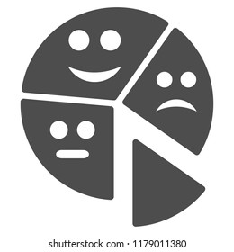 Emotion pie chart vector icon. Style is flat graphic gray symbol.