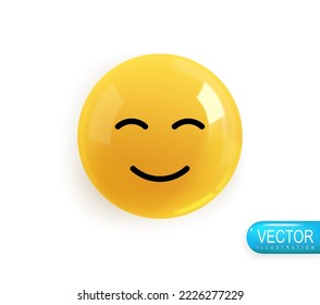 Emotion Realistic 3d Render. Icon Smile Emoji. Vector yellow glossy emoticons. PNG
