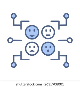 Emotionserkennung, blaues Symbol, Vektorgrafik