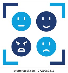 Estilo de icono azul plano de reconocimiento de emociones