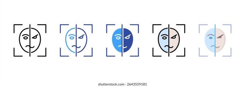 Conjunto de iconos de múltiples estilos de reconocimiento de emociones