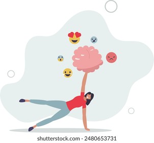 Emotion regulation with emotional intelligence control .Psychological feelings and mental mindset variation from sad to happy.flat illustration.