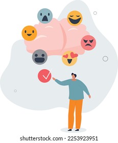 Emotion regulation with emotional intelligence control.Psychological feelings and mental mindset variation from sad to happy.flat vector illustration.