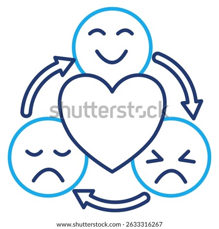 Emotion Regulation icon represented by heart, emoticons Dual Line style.