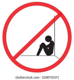 Emotion sad  here  Not Allowed Sign, warning symbol, road symbol sign and traffic symbol design concept, vector illustration.