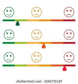 emotion scale set. Set icon smile emoji. Good feedback concept. Vector illustration. stock image.
