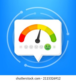 Emotion score isolated on blue background. Business circle. Emotion score.