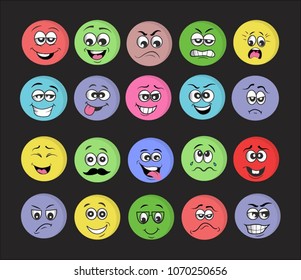 emotion set. emoji set. vector illustration 