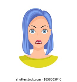 Emotion of shock. Shocked expression on a woman's face, shocked woman. Vector illustration.