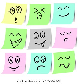 emotion sketch note on paper sticker vector for design