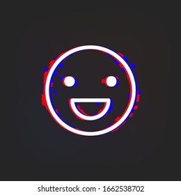 Emotion smile glytch icon. Simple thin line, outline vector of web icons for ui and ux, website or mobile application