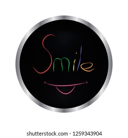 emotion smile - vector icon on a black button