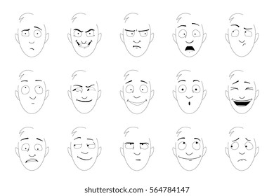 Vector Set Cartoon Faces Stock Vector (Royalty Free) 313546589