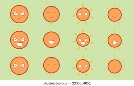 emotion sun collection vector,
cartoon sun set vector