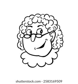 Emotion tricky, deception granny face line vector