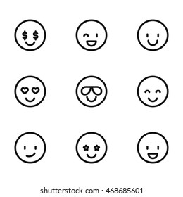 Emotion vector icons. Simple illustration set of 9 Emotion elements, editable icons, can be used in logo, UI and web design