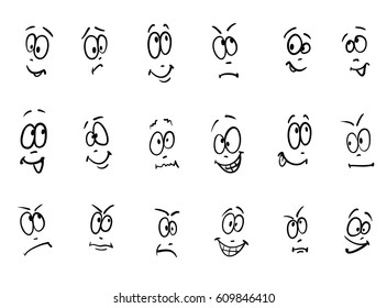 Emotion, vector set of cartoon facial expressions