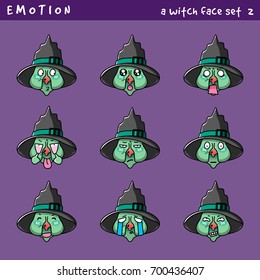 Emotion vector of a Witch, Emoji for web design, gimmicks for halloween.