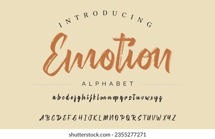 Emotion Vintage Brush Script Modern Alphabet. Retro Typeface. Textured unique brush in alphabet style. Letters.Vector Alphabet. Exclusive Custom Letters.