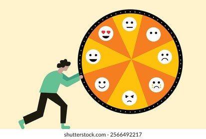 Emotion wheel circle, assessment of mental health concept illustration