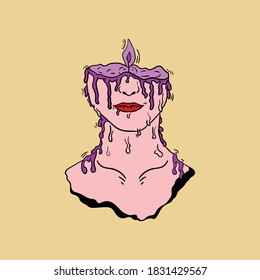 the emotion of a woman eroding patience which is illustrated as a burning candle.
