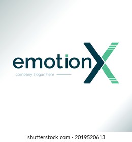 Emotion X Logo Design Vector Template. 
Psychology Foundation, Medical Organization, Mental Healthcare Company or Brand Logo Illustration.  