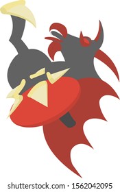 Emotional abstract culinary theme illustration with funny goat and pizza