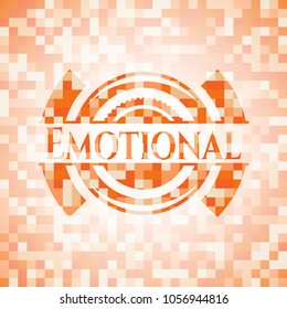 Emotional abstract orange mosaic emblem