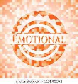 Emotional abstract orange mosaic emblem