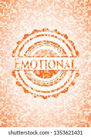 Emotional abstract orange mosaic emblem