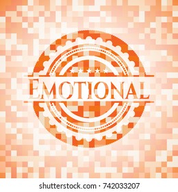 Emotional abstract orange mosaic emblem