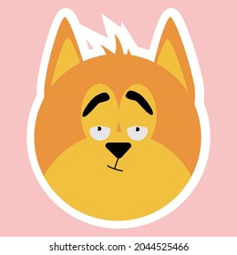 Emotional animals. Cartoon cute animals for children's cards and invitations. Vector illustration. Fox. A sticker with the face of a fox.