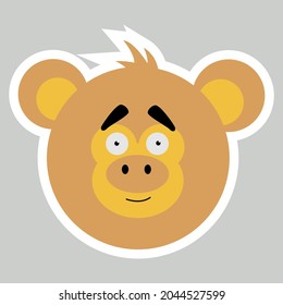 Emotional animals. Cartoon cute animals for children's cards and invitations. Vector illustration. A monkey. A sticker with a monkeys face.