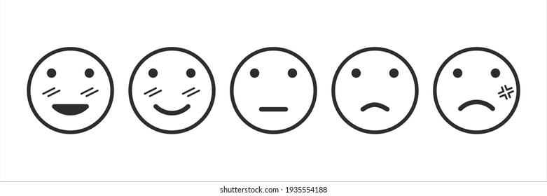 Emotional Assessment Icon Set Customer Evaluation The Service