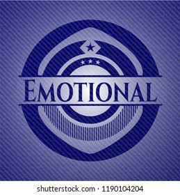 Emotional badge with jean texture