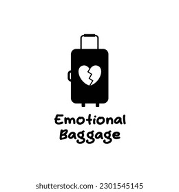 Emotional baggage. Vector icon with typography. Graphic application for T-shirt, bag, card, poster, sticker, banner.