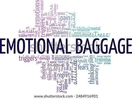 Emotional Baggage word cloud conceptual design isolated on white background.