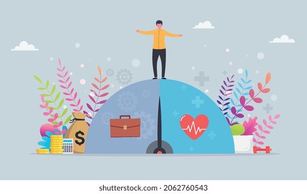 Emotional balance and achieving maximum business productivity. Concept balance at work and in rest.