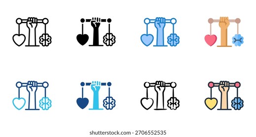 Conjunto de iconos de equilibrio emocional Ilustración vectorial de colección de estilo múltiple 
