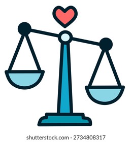 Escala de equilibrio emocional en estilo plano para la estabilidad mental. Adecuado para asesoramiento visual y materiales educativos de bienestar.