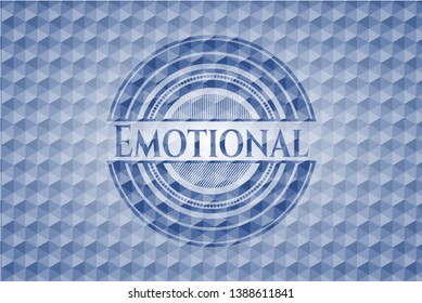 Emotional blue hexagon badge. Vector Illustration. Detailed.