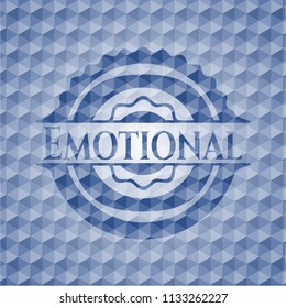 Emotional blue polygonal badge.