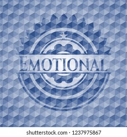 Emotional blue polygonal emblem.